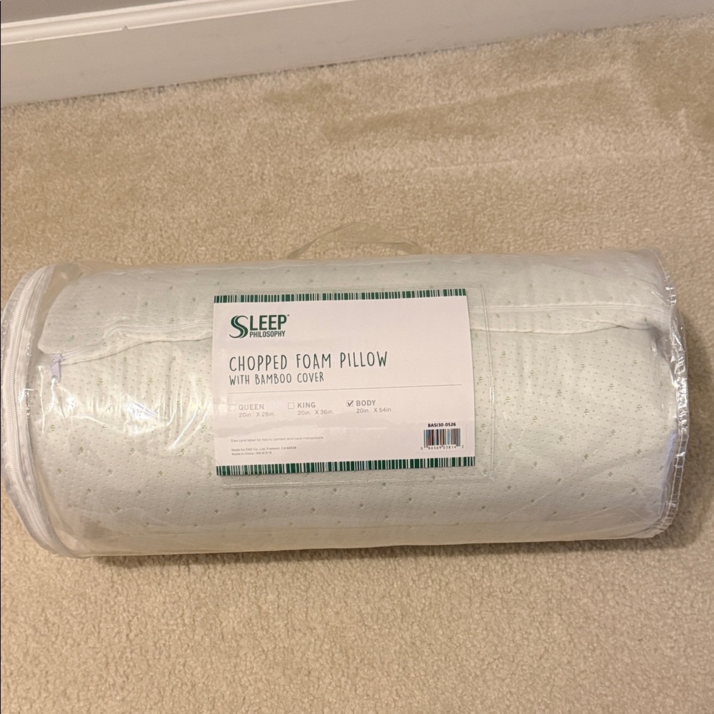 Philosophy Bamboo Body Pillow in White